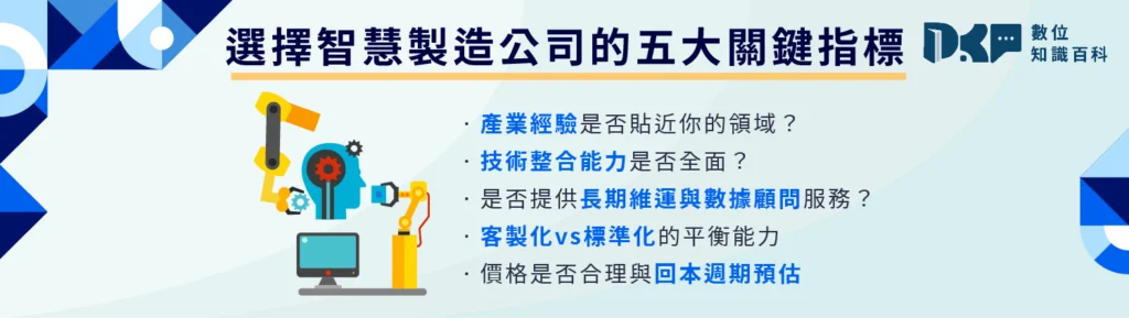 智慧製造公司怎麼選？選擇智慧製造公司的五大關鍵指標！